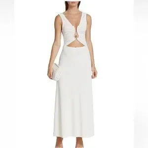 【Christopher Esber】クリスタルオービット マキシドレス Crystal Orbit lace-trimmed maxi dress in white - Christopher